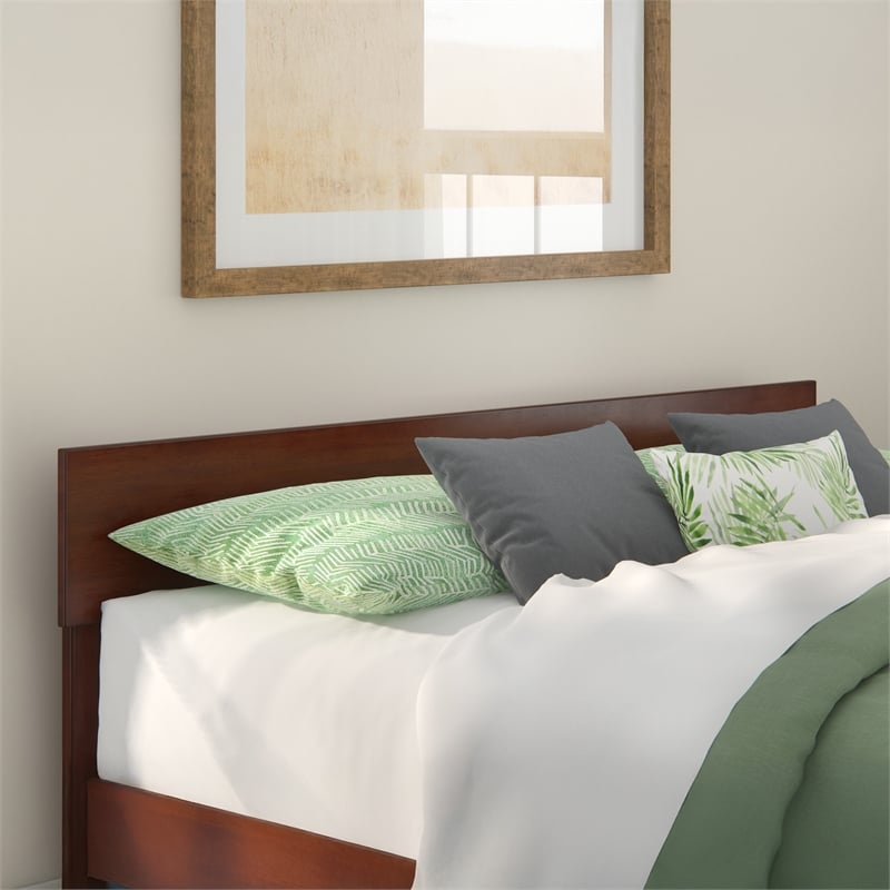 AFI Boston Solid Wood Queen Size Modern Panel Headboard in Walnut