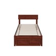 AFI Boston Solid Wood Modern Twin Bed with Foot Drawer in Walnut