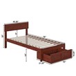 AFI Boston Solid Wood Modern Twin Bed with Foot Drawer in Walnut