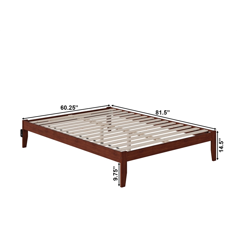 AFI Colorado Solid Wood Queen Bed with USB Charger in Walnut