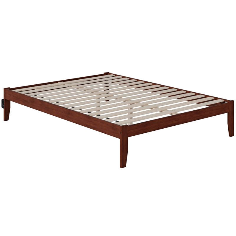 AFI Colorado Solid Wood Queen Bed with USB Charger in Walnut