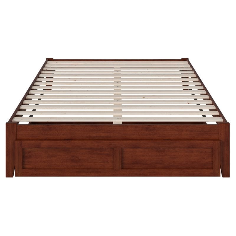 AFI Colorado Solid Wood Queen Bed with Foot Drawer in Walnut