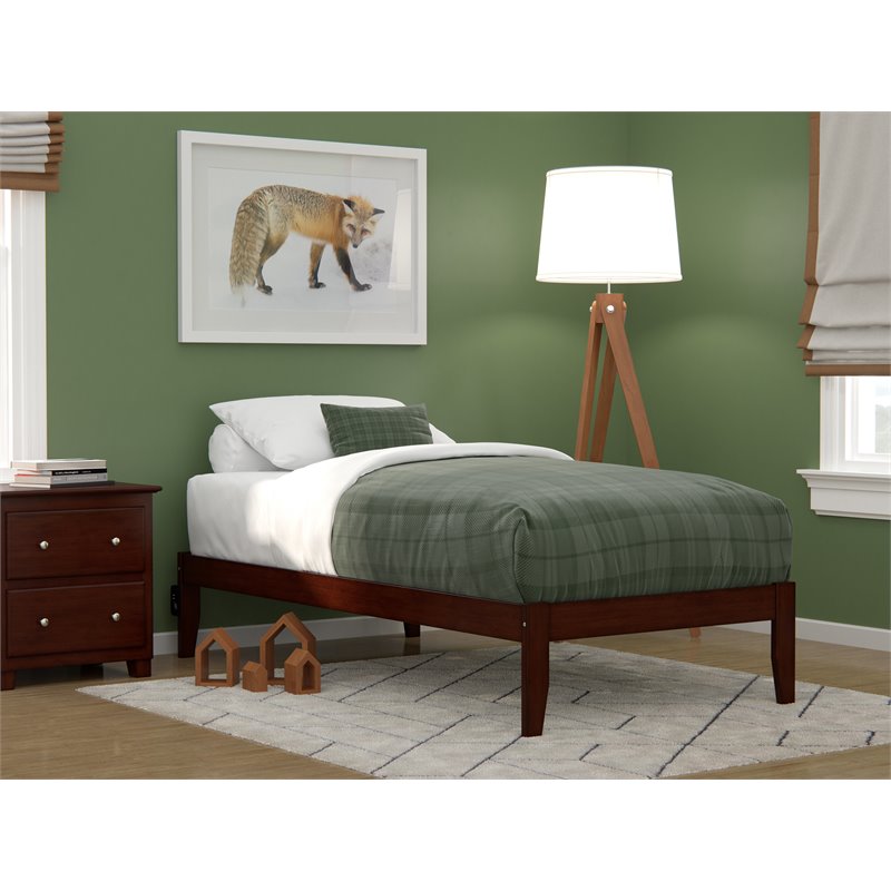 AFI Colorado Solid Wood Modern Twin Bed with USB Charger in Walnut