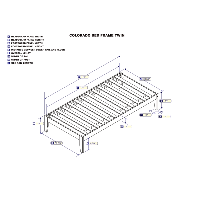 AFI Colorado Solid Wood Modern Twin Bed with USB Charger in Walnut
