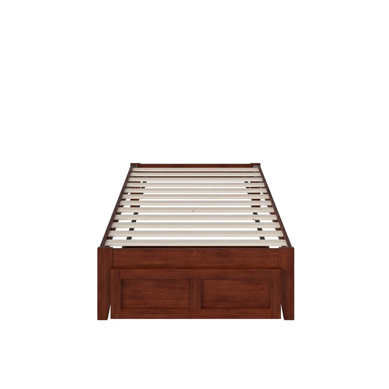 AFI Colorado Solid Wood Twin Bed with Foot Drawer with USB Charger in Walnut