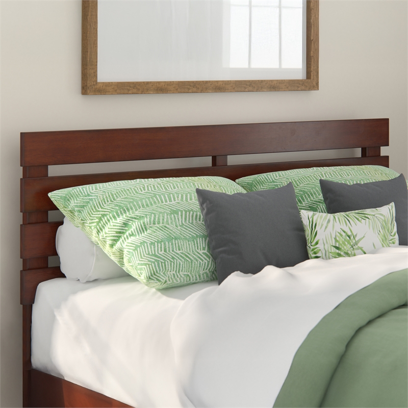 AFI Oxford Solid Wood Queen Size Headboard with USB Charging Station in Walnut