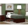 AFI Oxford Solid Wood Twin Bed with Foot Drawer and USB Charger in Walnut