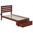 AFI Oxford Solid Wood Twin Bed with Foot Drawer and USB Charger in Walnut