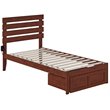 AFI Oxford Solid Wood Twin Bed with Foot Drawer and USB Charger in Walnut