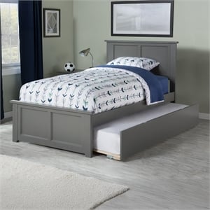 Madison Twin XL Platform Bed with Matching Footboard & Twin XL Trundle in Grey