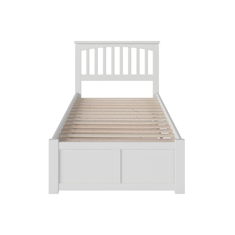 Mission Twin XL Wood Platform Bed with Footboard and Twin XL Trundle in White