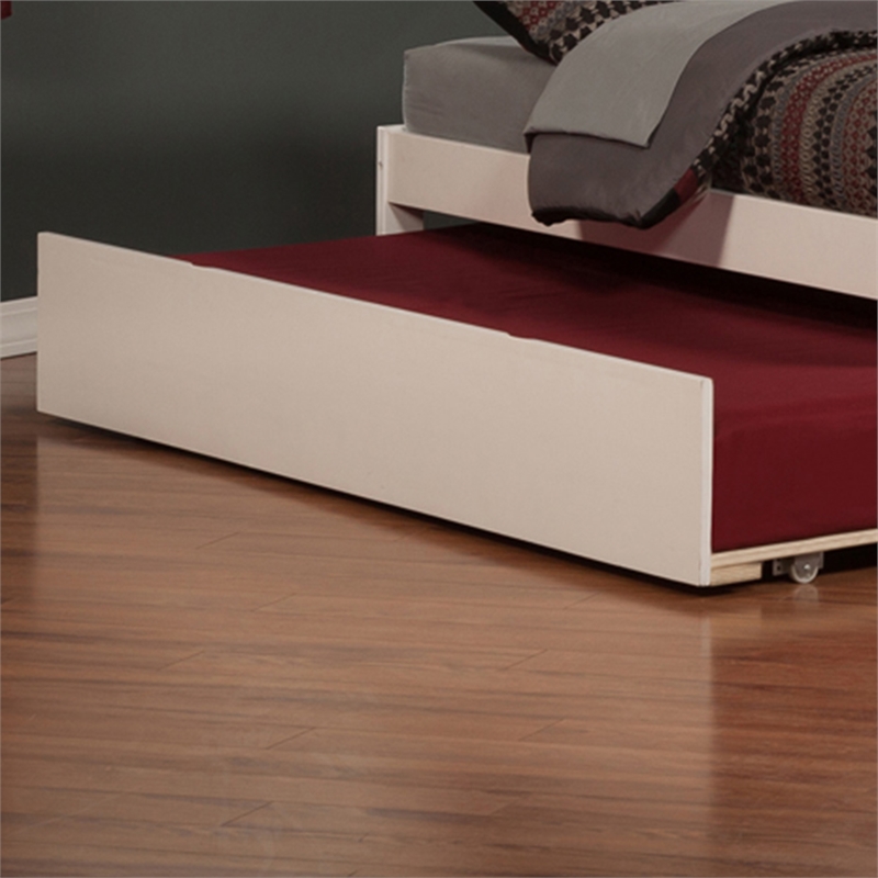 AFI Concord Queen Solid Wood Platform Panel Bed with Trundle in White