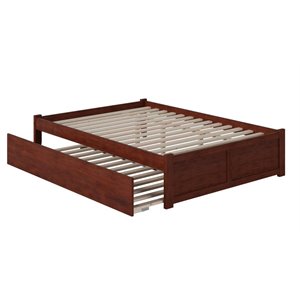 Atlantic Furniture Concord Queen Platform Panel Bed with Trundle in Walnut