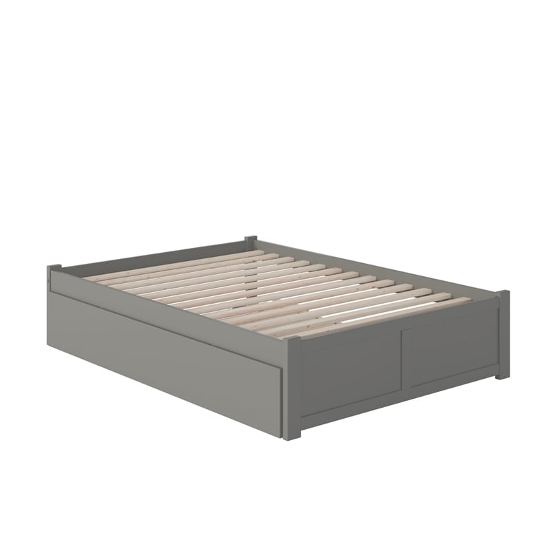 AFI Concord Queen Platform Solid Wood Panel Bed with Trundle in Gray