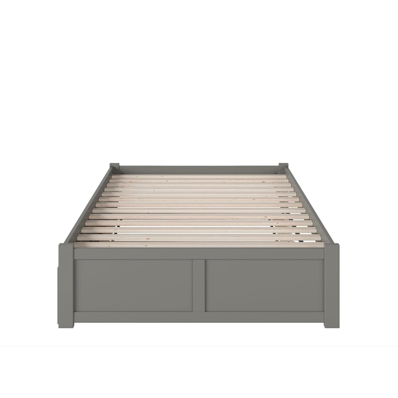 AFI Concord Queen Platform Solid Wood Panel Bed with Trundle in Gray