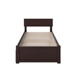 Orlando Twin XL Wood Platform Bed with Footboard and Twin XL Trundle in Espresso