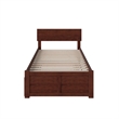 Orlando Twin XL Wood Platform Bed with Footboard and Twin XL Trundle in Walnut