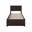Nantucket Twin XL Wood Platform Bed with Footboard and TXL Trundle in Espresso