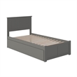 Nantucket Twin XL Wood Platform Bed with Footboard and Twin XL Trundle in Grey