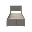 Nantucket Twin XL Wood Platform Bed with Footboard and Twin XL Trundle in Grey