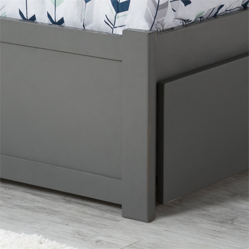 Nantucket Twin XL Wood Platform Bed with Footboard and Twin XL Trundle in Grey