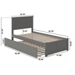Nantucket Twin XL Wood Platform Bed with Footboard and Twin XL Trundle in Grey