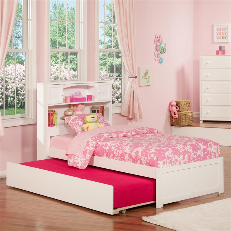 AFI Newport Twin XL Solid Wood Bed with Twin XL Trundle in White