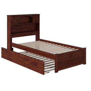 Atlantic Furniture Newport Twin XL Platform Storage Bed with Trundle in Walnut