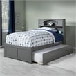 AFI Newport Twin XL Solid Wood Bed with Twin XL Trundle in Grey