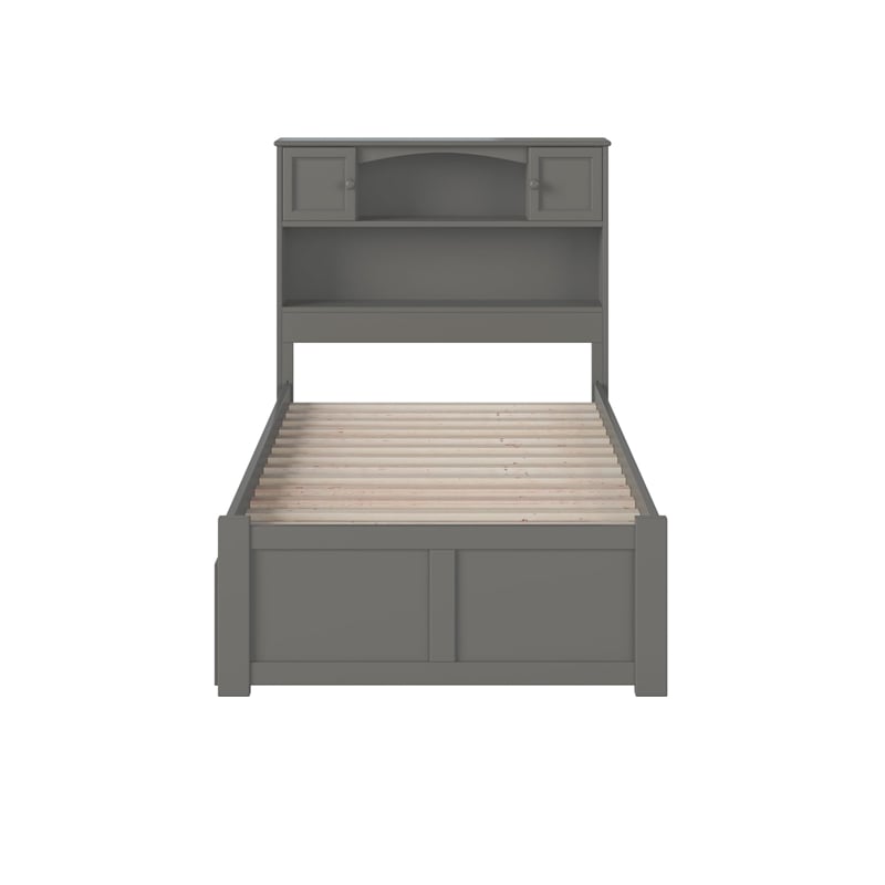 AFI Newport Twin XL Solid Wood Bed with Twin XL Trundle in Grey