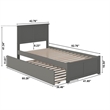 Madison Twin XL Wood Platform Bed with Footboard and Twin XL Trundle in Grey