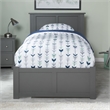 Madison Twin XL Wood Platform Bed with Footboard and Twin XL Trundle in Grey