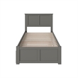 Madison Twin XL Wood Platform Bed with Footboard and Twin XL Trundle in Grey