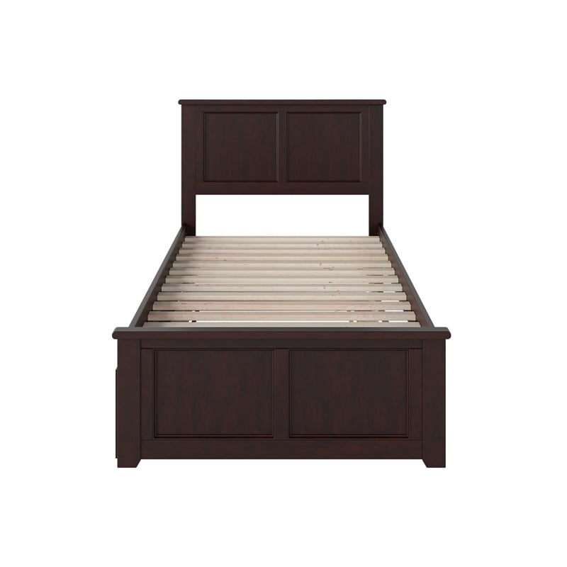 Madison Twin XL Platform Bed with Matching Footboard & Trundle in Espresso