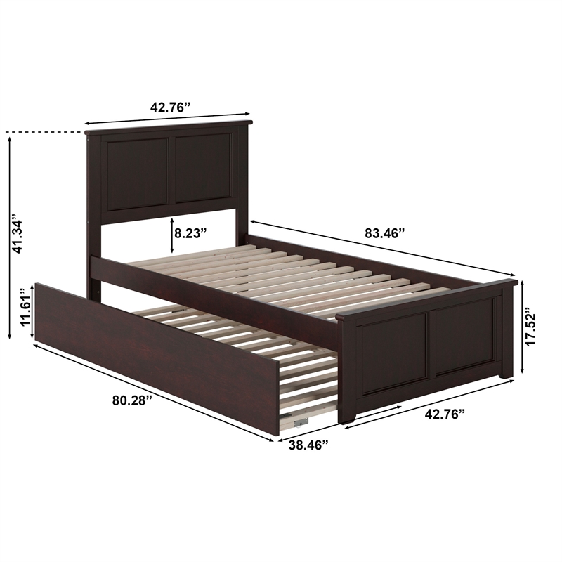 Madison Twin XL Platform Bed with Matching Footboard & Trundle in Espresso