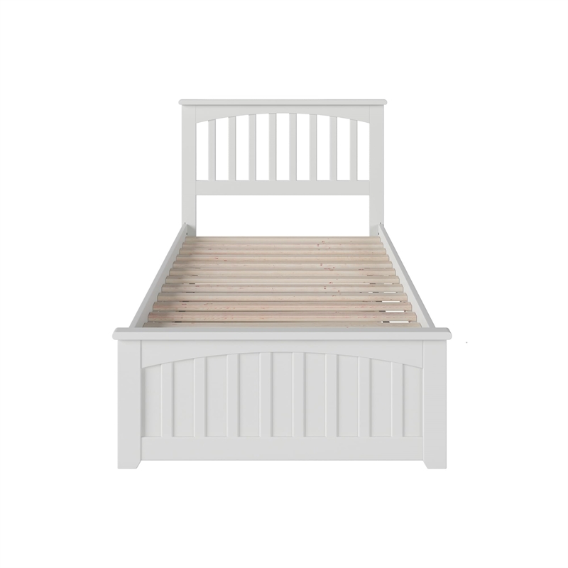 Mission Twin XL Platform Bed with Matching Footboard & Twin XL Trundle in White