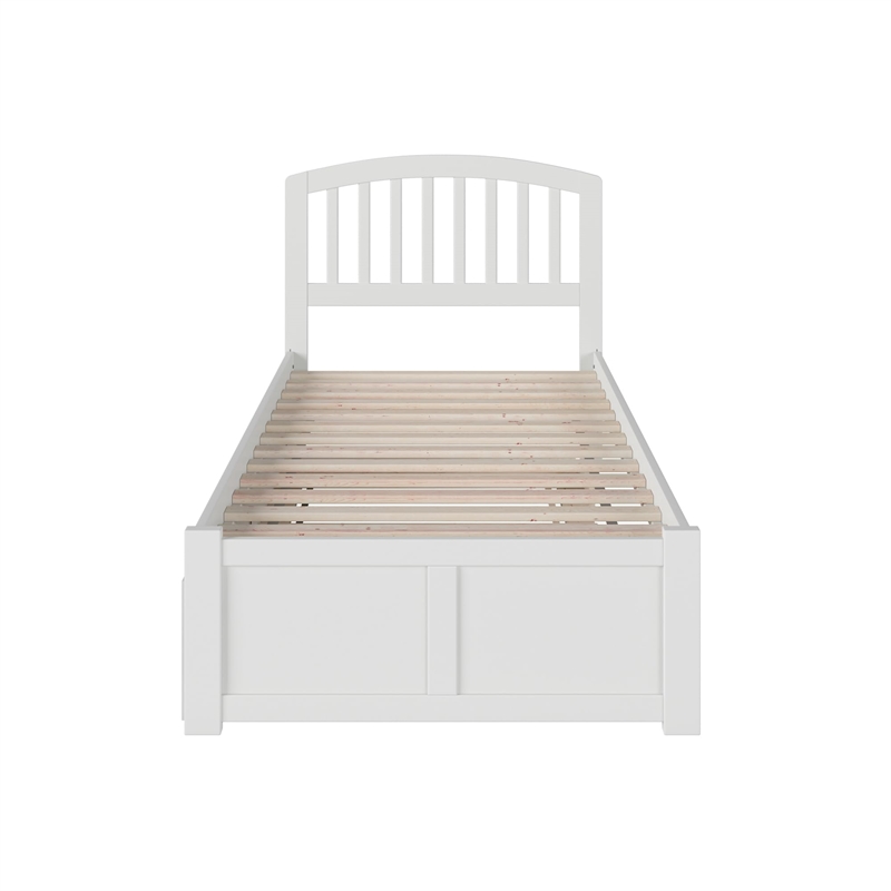 Richmond Twin XL Wood Platform Bed with Footboard & Trundle in White