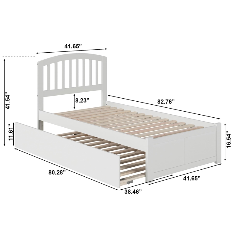 Richmond Twin XL Wood Platform Bed with Footboard & Trundle in White
