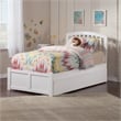 Richmond Twin XL Wood Platform Bed with Footboard & Trundle in White