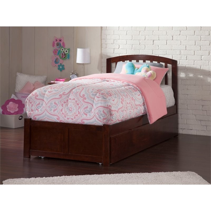 AFI Richmond Twin XL Solid Wood Bed with Twin XL Trundle in Walnut