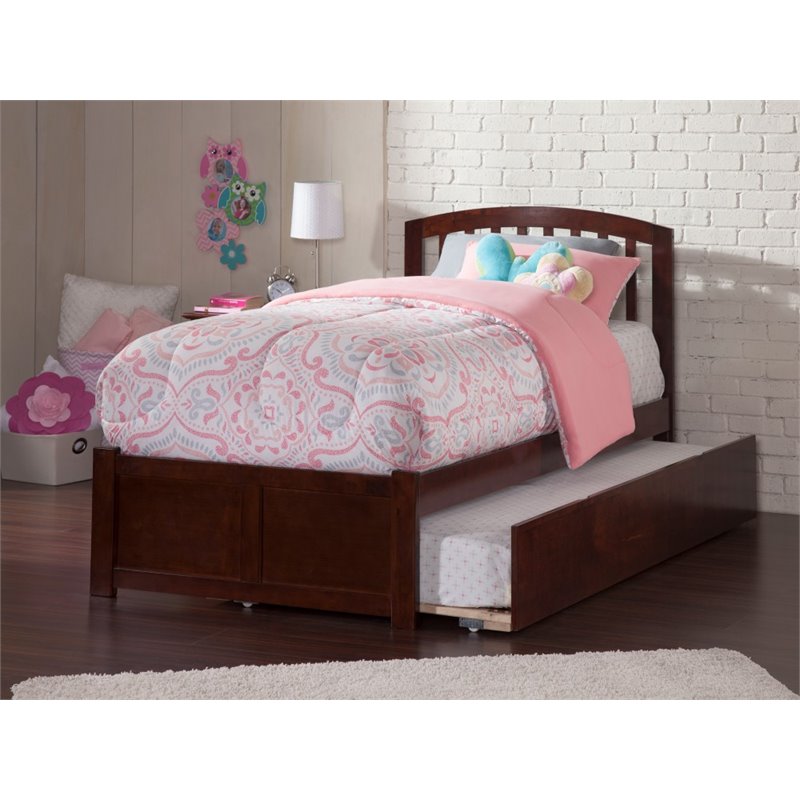 AFI Richmond Twin XL Solid Wood Bed with Twin XL Trundle in Walnut