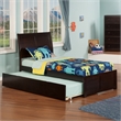 Portland Twin XL Wood Platform Bed with Footboard & Twin XL Trundle in Espresso