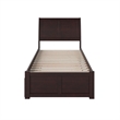 Portland Twin XL Wood Platform Bed with Footboard & Twin XL Trundle in Espresso