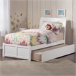 Portland Twin XL Wood Platform Bed with Footboard & Twin XL Trundle in White