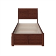 Portland Twin XL Wood Platform Bed with Footboard & Twin XL Trundle in Walnut