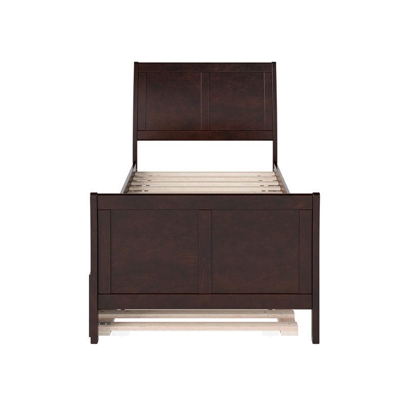 Portland Twin XL Wood Platform Bed with Matching Footboard & Trundle in Espresso