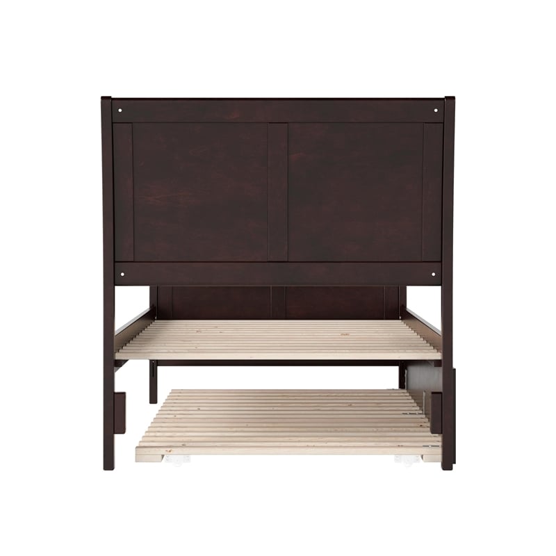 Portland Twin XL Wood Platform Bed with Matching Footboard & Trundle in Espresso