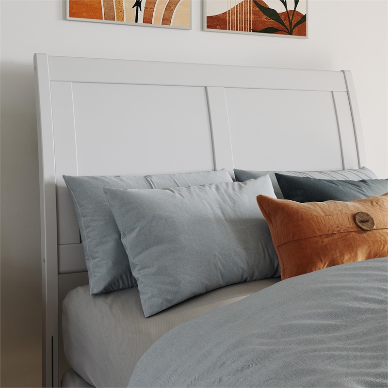 Portland Twin XL Wood Platform Bed with Matching Footboard & Trundle in White