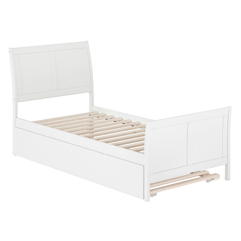Portland Twin XL Wood Platform Bed with Matching Footboard & Trundle in White