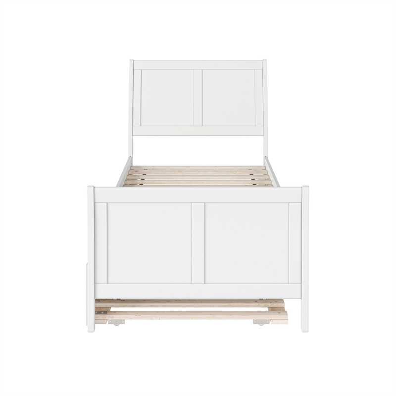 Portland Twin XL Wood Platform Bed with Matching Footboard & Trundle in White